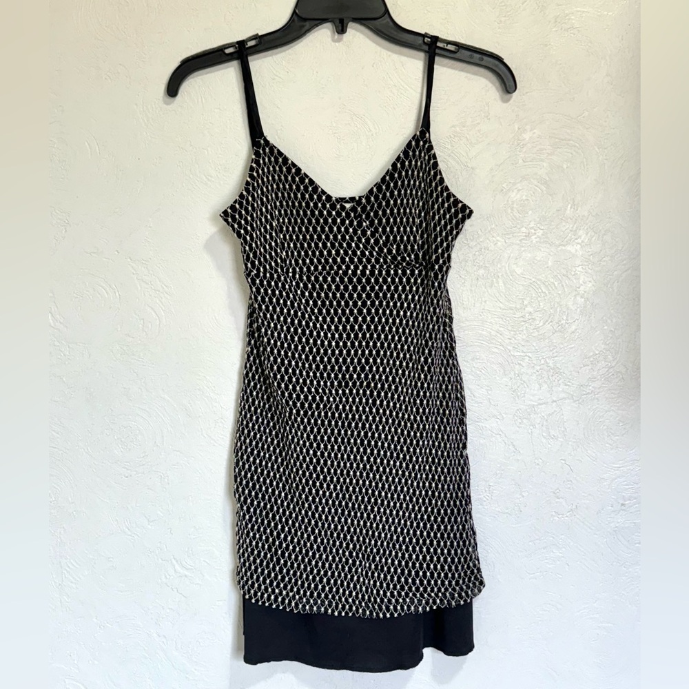 379 Vintage Black And White Mini Dress Y2K Short Dress Women’s Size Small